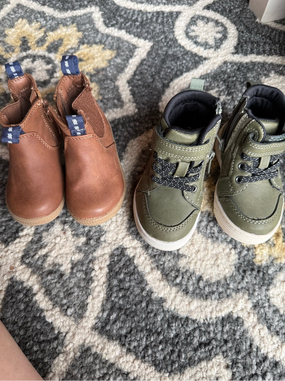 Cat & Jack Brown Chelsea Boots and Olive Green High-Top Sneakers/Boots